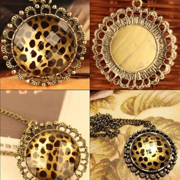 Women's Leopard Antique Gold Vintage Necklace Pendent Chain Necklace - Picture 9 of 10